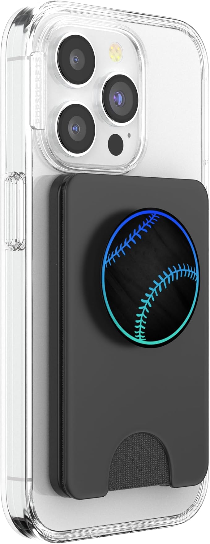 Turquoise Teal Blue Baseball Softball On a Black PopSockets Adhesive PopGrip