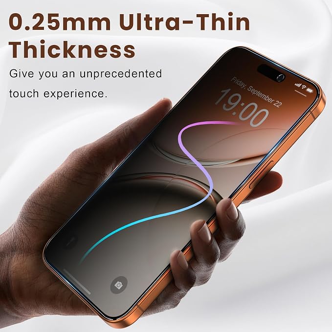 Fotbor Compatible for iPhone 17 Pro Privacy Screen Protector 6.3 Inch 2 Pack [Face ID Support] True 23° Anti Spy Tempered Glass with [Auto Dust Installation] 12 FT Military-Grade Protection [Zero Bu