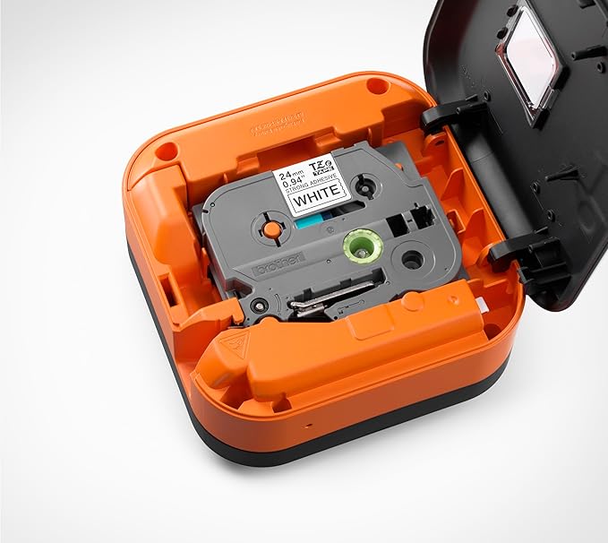 Brother P-Touch Edge PT-E720BT Industrial, Mobile Thermal Transfer Printer - Portable - Label Print - USB - Bluetooth - Battery Included - with Cutter - Black, Orange