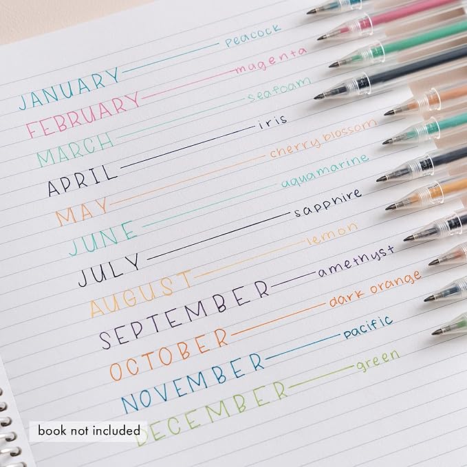 Erin Condren Colorful Gel Pens 12-Pack Rich Premium Ink. Writes Smoothly on Most Surfaces. Set of 12 Pens with 12 Ink Colors Perfect for Writing and Drawing