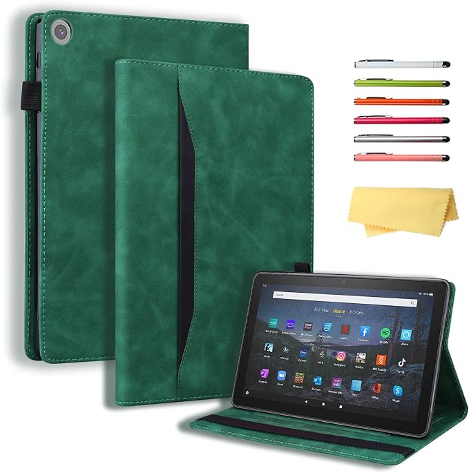 Fire HD 8 Case Slim Folding Stand Auto Wake/Sleep Wallet Case with Cards/Cash Holder for Amazon Fire HD 8(8th/7th/6th Gen 2018/2017/2016 Release)-Black