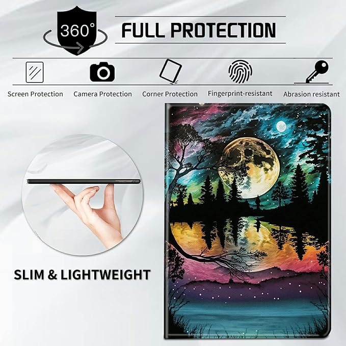 Case for Samsung Galaxy Tab A9 Plus 2023/A11 Plus 2025 11 inch Lightweight Protective PU Leather Smart Stand Cover with Auto Wake Sleep Tablet Case Cover - American Flag &amp Fish