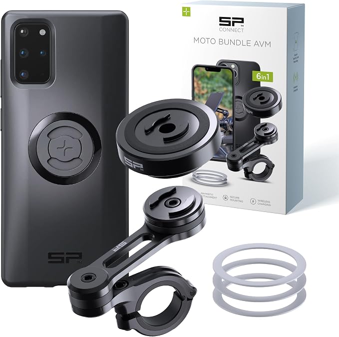 SP CONNECT Moto Bundle II with Anti Vibrations Module| SPC+ | Compatible with for Samsung S20| Motorcycle Phone Mount |Phone Mount for Motorcycle Handlebars | Cell Phone Holder