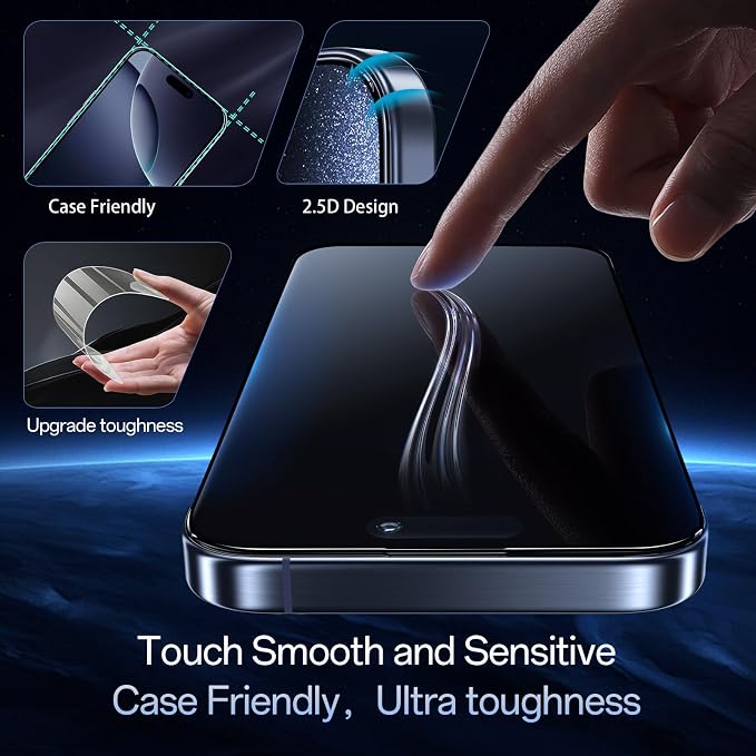 JESOHO Blue Light Blocking Screen Protector for iPhone 15 Plus 16 Plus | Eye Protection Anti-Reflective 9H Tempered Glass Case Friendly Scratch-Resistant No Bubble Easy Installation 2 Pack