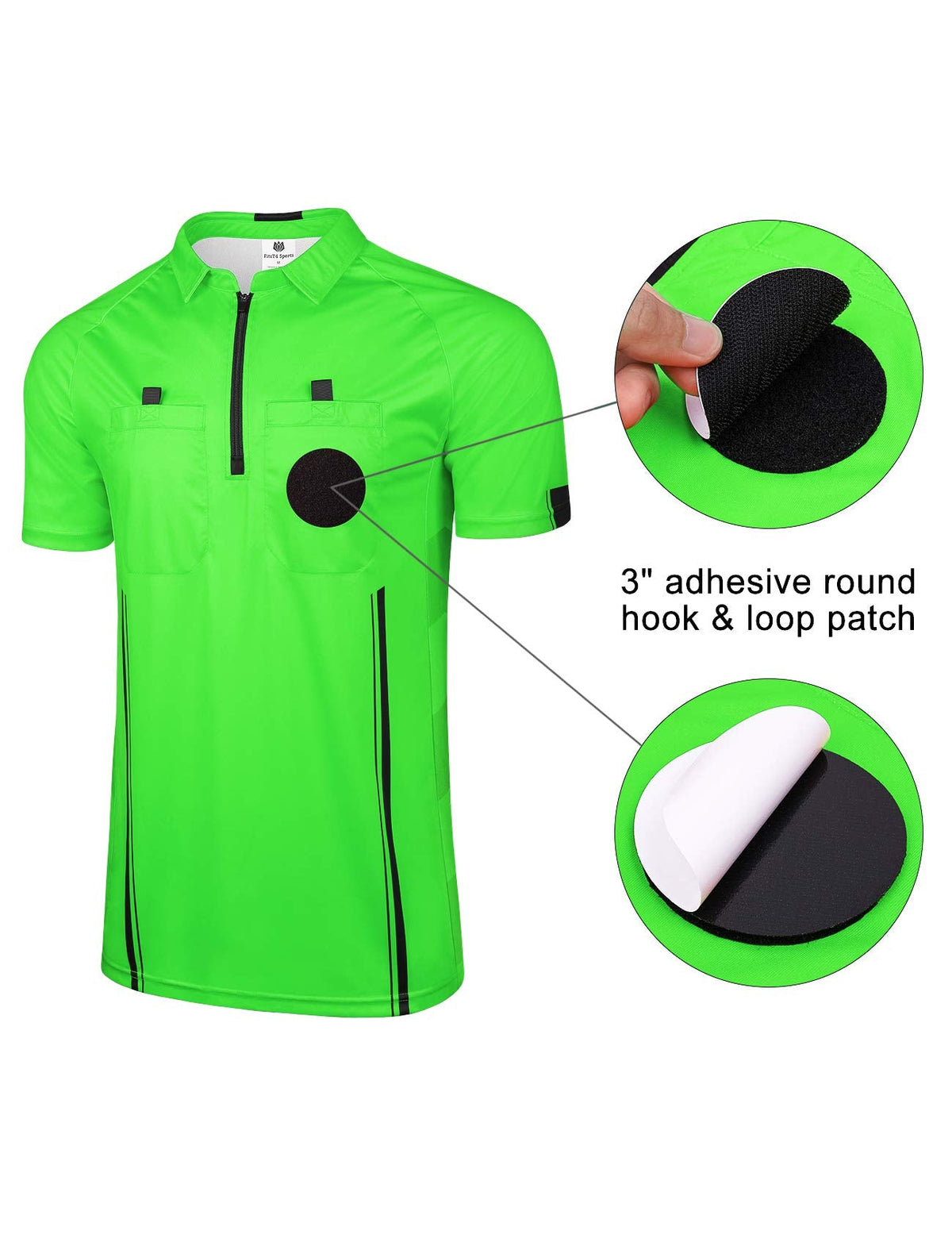 FitsT4 Sports Pro Soccer Referee Jersey Short Sleeve Ref Shirts Green X-Large