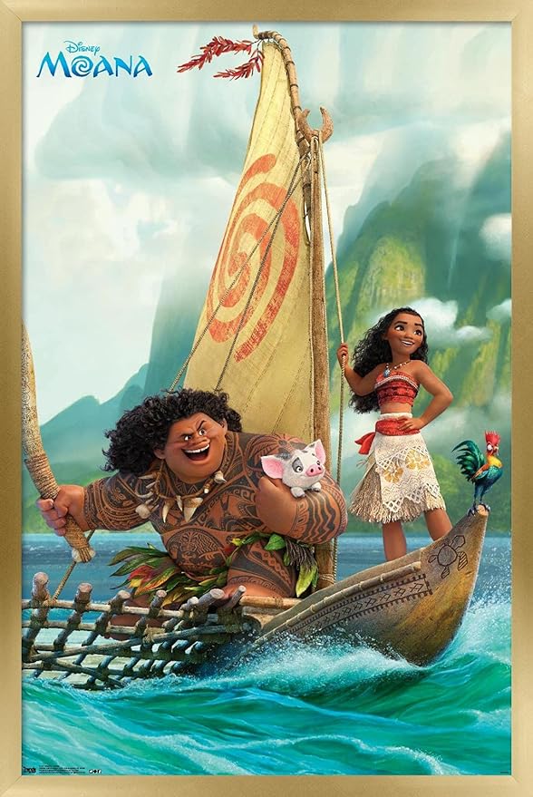 Disney Moana - Group Wall Poster, 22.4L" x 14.7W", Gold Framed Version