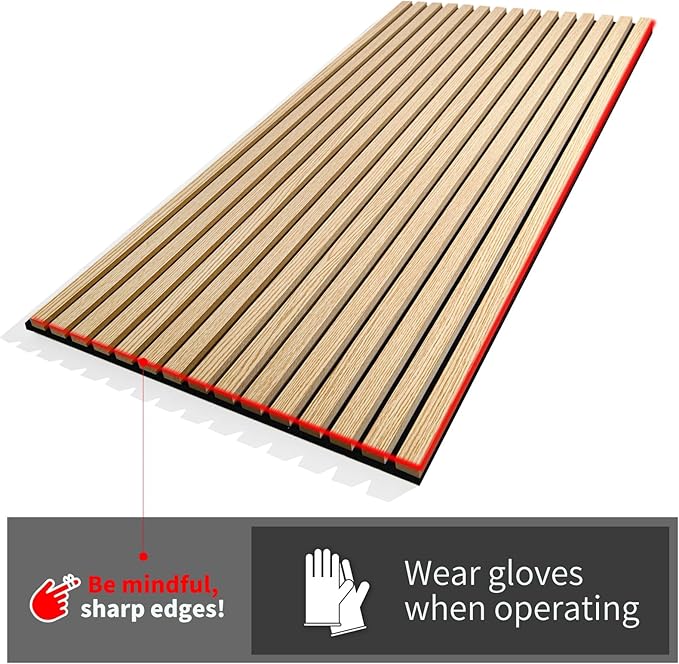 Art3d 6-Piece Wood Slat Acoustic Panels for Stylish Decor and Noise Reduction, 3D Textured Panel for Ceiling and Wall, Oak