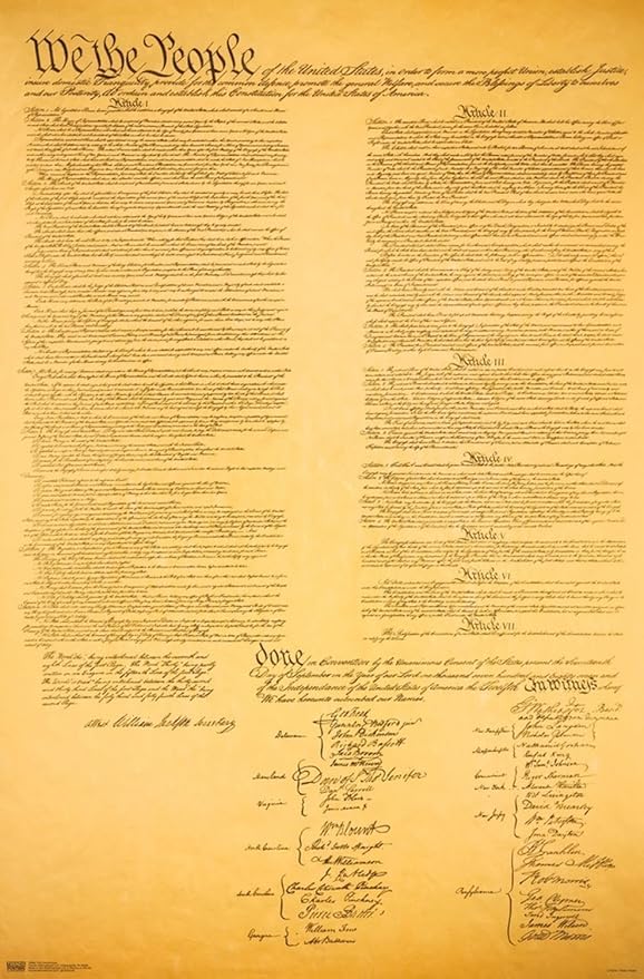 The Constitution Wall Poster, 19L" x 13W", Premium Unframed Version
