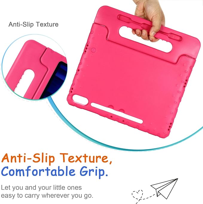 Kids Case for Samsung Galaxy Tab S10 FE Plus 13.1 (2025) Techcircle Handle Stand Light EVA Foam Bumper Protective Rugged Drop Protection Child Proof Cover Black