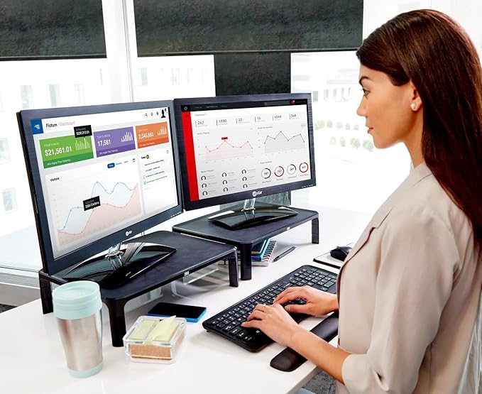 3M Adjustable Monitor Stand for Monitors and Laptops, Three Leg Segments Simply Adjust Height from 1.7" to 5.5", Holds up to 20 lbs, 13.6 in Clearance Between Legs for Storage, Black (MS85B)