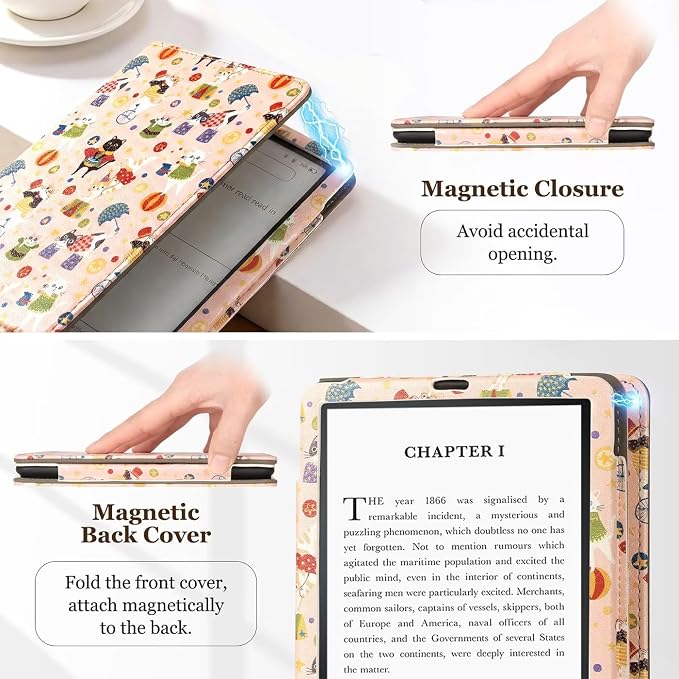 Fancity Case for Kindle Paperwhite 7/6.8 12th/11th Generation 2025 2024 | PU Leather Case with Auto Wake/Sleep Hand Strap for Kindle Paperwhite/Colorsoft Signature Edition 2021 Monet's Garden