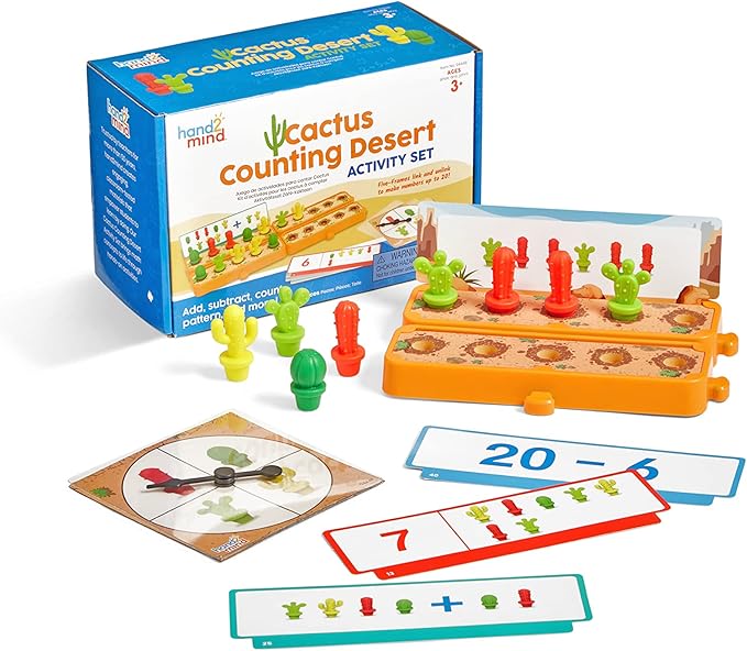 hand2mind Cactus Counting Desert Math Activity Set, Ten Frame Math Manipulatives, Color Counters for Kids Math, Montessori Math Materials, Math Games for Kindergarten, Addition and Subtraction Games
