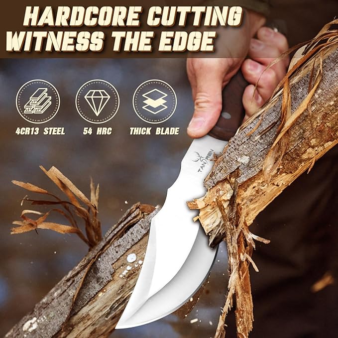 TAN REN Machete for Cutting Trees Heavy Duty, Survival Machete with Sheath for Yard Work, Full Tang Fixed Blade Knife with Wood Handle, Camping Machetes Heavy Duty, Clearing Brush and Gardening