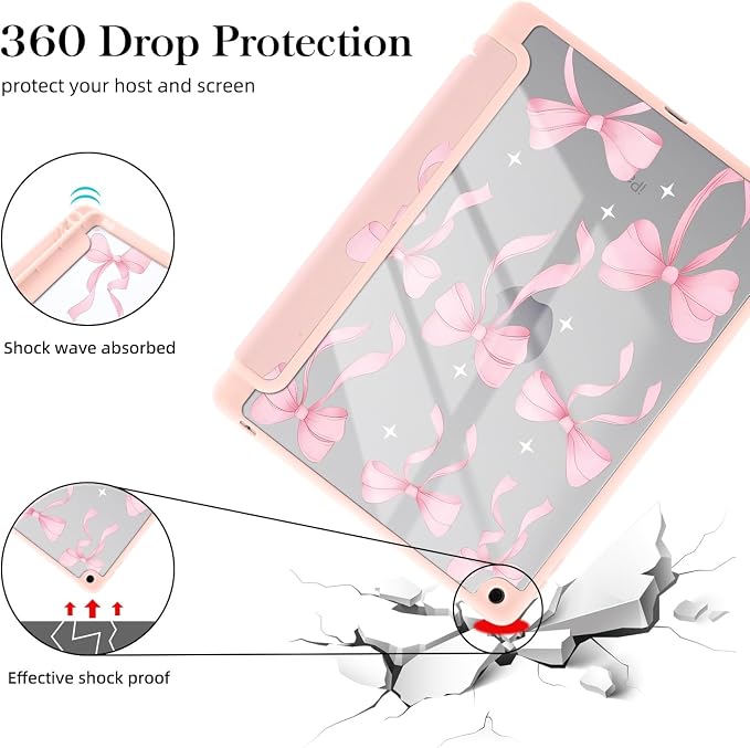 Joyland Leopard Print for iPad 10th Generation Case 10.9 inch 2022/iPad (A16) 11th Gen 11 2025Built-in Pencil Holder with Shockproof Cover Clear Transparent Back Shell Auto Wake/SleepBlack