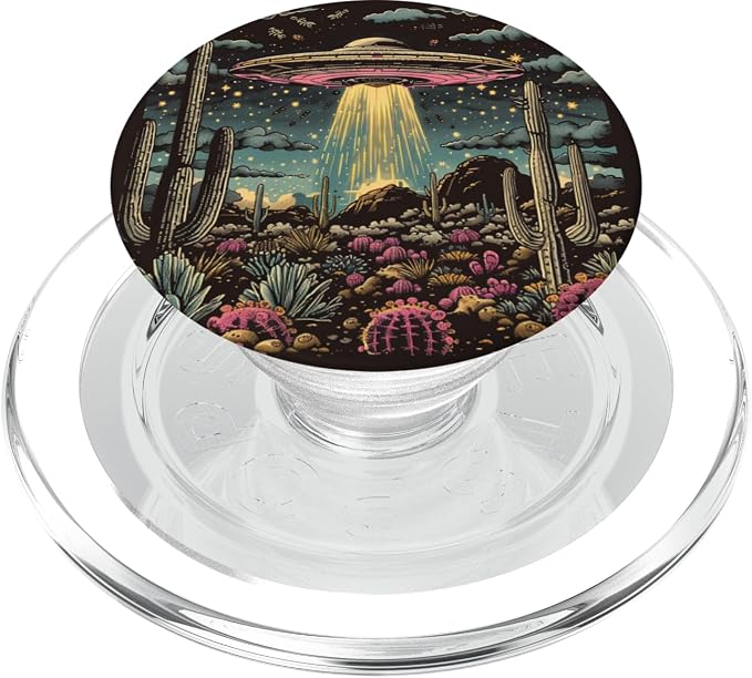 Alien Lover Flying Saucer UFO Extraterrestrial Cactus PopSockets PopGrip for MagSafe