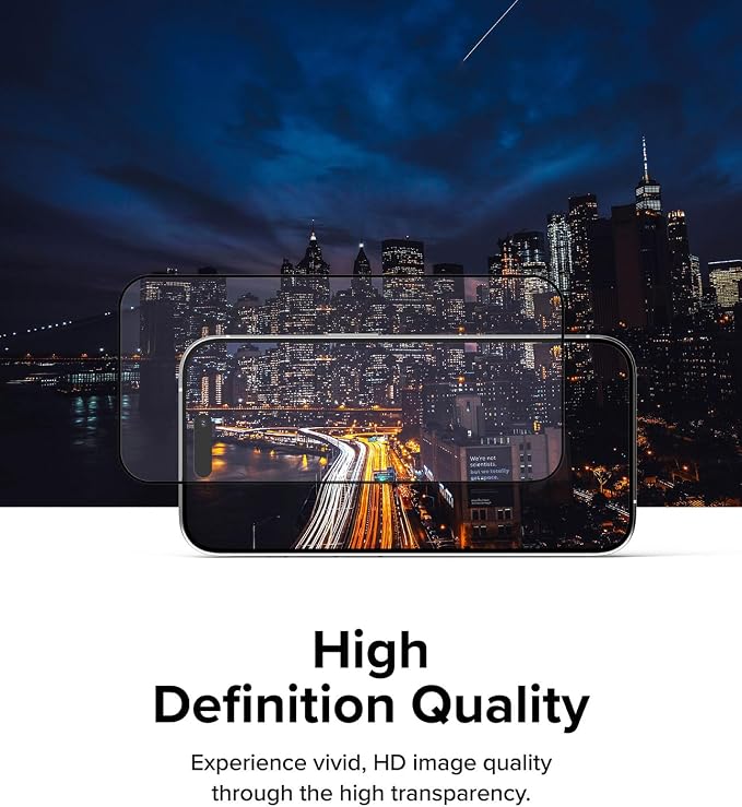 Ringke Full Cover Glass [Super Easy to Install] Compatible with iPhone 15 Screen Protector Case Friendly Shatterproof Premium 9H Hardness Tempered Glass with Installation Tool