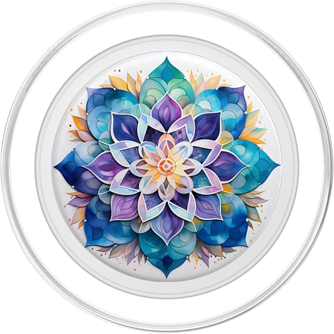 Colorful Mandala Purple Blue Watercolor Design PopSockets PopGrip for MagSafe