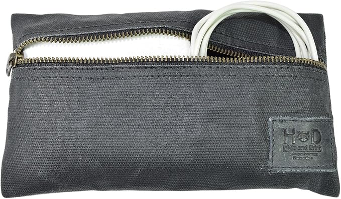 Hide &amp Drink All Purpose Utility &amp Charger Case for MacBook iPad &amp Laptop Handmade from Waxed Canvas (Charcoal Black)