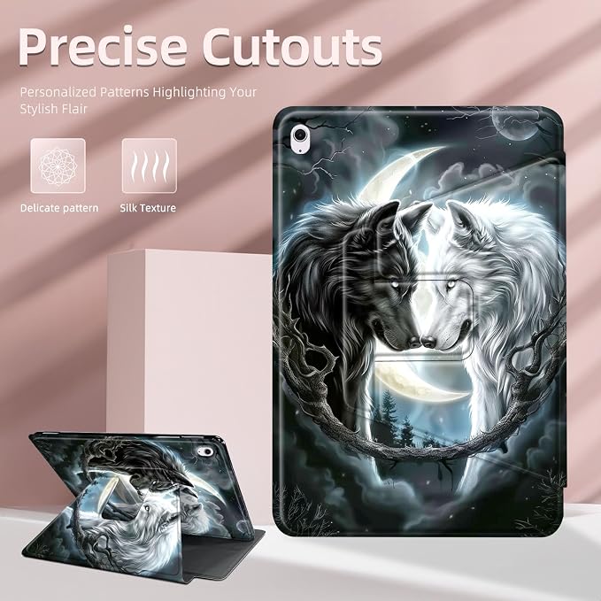 for iPad 10th Generation Case 360 Degree Rotating Stand Cover Multi Angle Viewing Auto Sleep/Wake American Flag Eagle Leather Case for iPad (A16) 11th Generation 11 Inch 2025