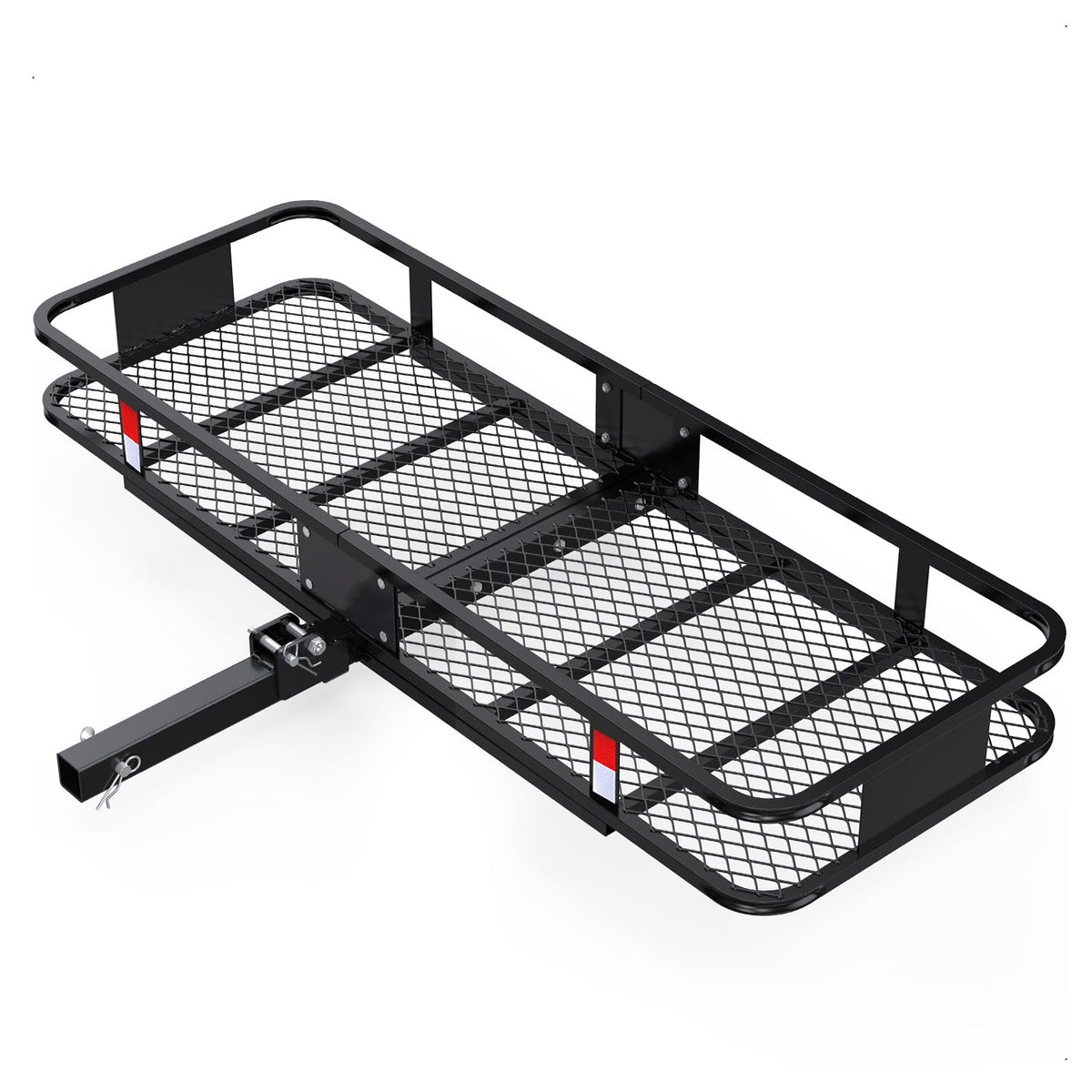 FORWODE 60x20x6 Hitch Cargo Carrier for 2 Inch Receiver, 500LB Capacity Hitch Mount Cargo Rack Carrier, Folding Hitch Cargo Basket with Antirust Coat