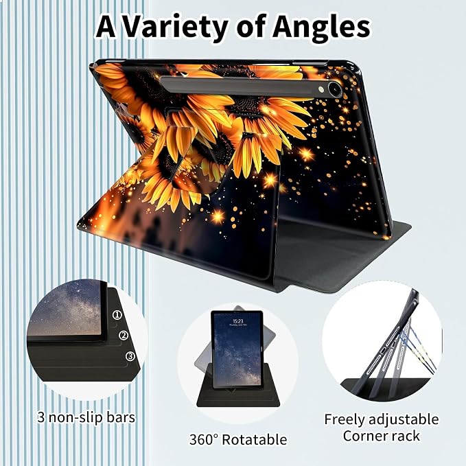 for Samsung Galaxy Tab A9 Plus Case 11 Inch 2024 2023 (SM-X210/X216/X218)360 Degree Rotating Smart Cover Case with Auto Sleep/Wake-Beautiful Highland Cow