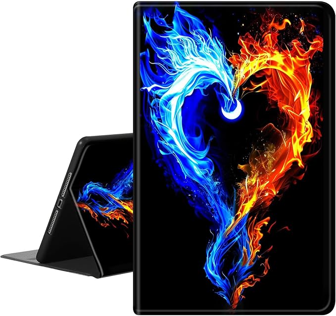 Case for iPad (A16) 11th Generation 11 Inch (2025)iPad 10th Generation 10.9 Inch (2022)PU Leather Slim Standing Smart Coverwith Auto Sleep/WakeBall on Fire