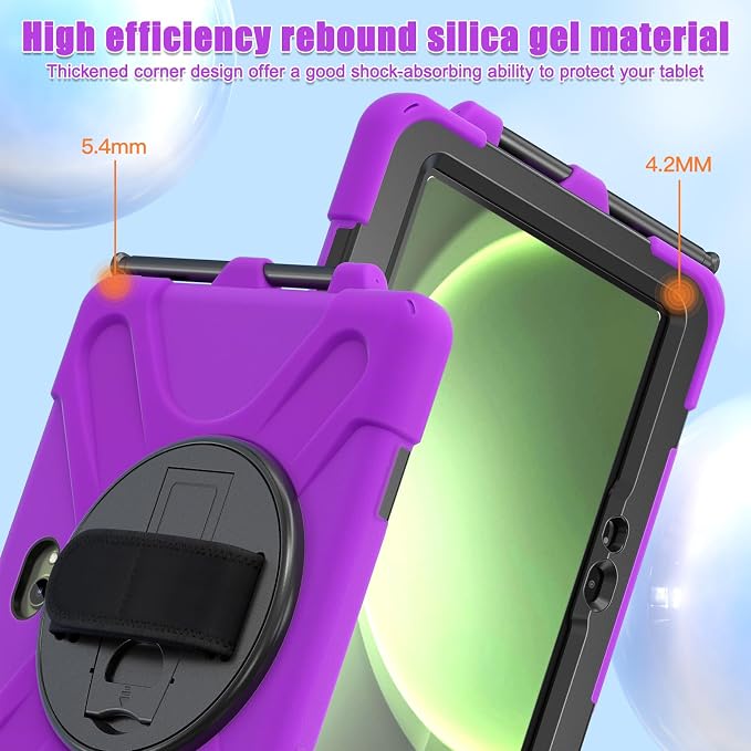 Samsung Galaxy Tab Active5/Active 3 8.0 Case with 360 Stand Handle Hand Strap &amp Shoulder Strap for Galaxy Tab Active5 8 2024 X300/X307 Active3 8 2020 T570/T575/T577 (Black)