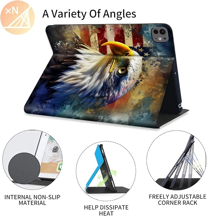 FUYOCWE for iPad Pro 13 Inch Case (M47th Generation2024 Model A2925A2926A3007)PU Leather Slim Folding Stand Case for iPad 13 7th GenAuto Sleep Wake Cover -A Dream Catcher Wolf