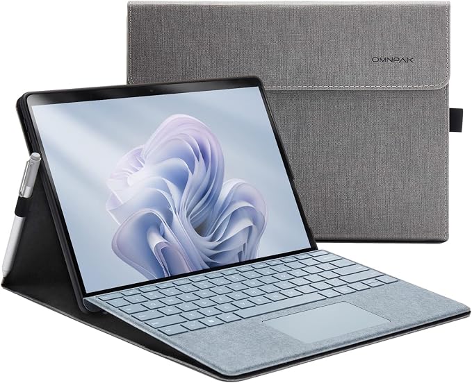 Omnpak Case for 13 inch Microsoft Surface Pro 11 (2024) Surface Pro 10 &amp Pro 9 Protective Cover with Multi-Angle Stand &amp Stylus Holder Compatible with Type Cover Keyboard Black