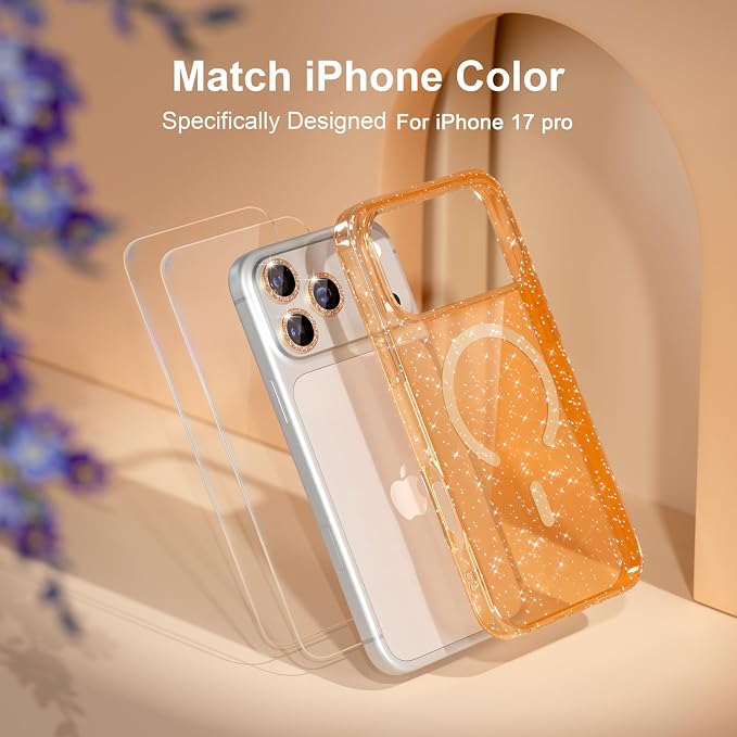 Choiche for iPhone 15 Pro Max Case Compatible with MagSafe Glitter Black | Women Girly Cute Glitter Sparkly Magnetic Phone Case with Diamond Camera Lens Protectors Military-Grade Drop Protection 6.7