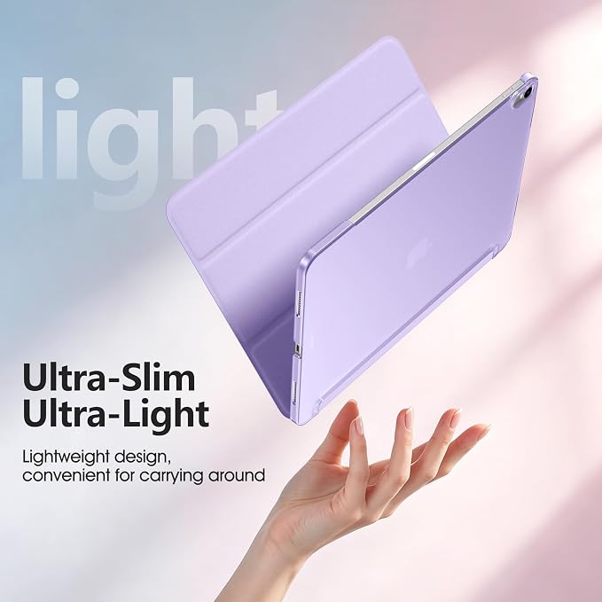 for iPad Air 13 Inch Case M4/M3/M2(2026/2025/2024) Lavender | Slim Trifold Stand Protective Cover with Translucent Hard Back for iPad Air 13 Case Support Touch ID Auto Wake/Sleep