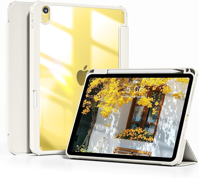 Detachable Case for iPad A16 11th Gen 11/10th Gen 10.9 Black | Slim Transparent Shell Back Soft Shockproof TPU Frame Without Pencil Holder Auto Sleep/Wake