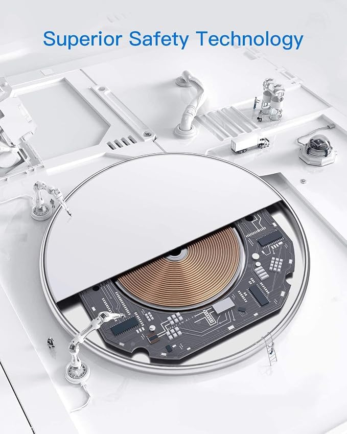15W Wireless Charger Fast Charging Pad Compatible with Samsung Galaxy S25 Plus Slim Quick Charge White