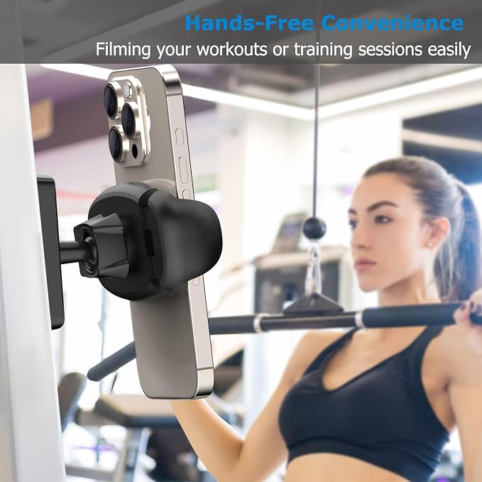 TONDA Gym Magnetic Phone Holder【Strong Magnets】 360 Adjustable Magnetic Phone Mount Phone Tripod Holder Gym Accessories for Women Men Workout Essentials for 4-7 Smartphones