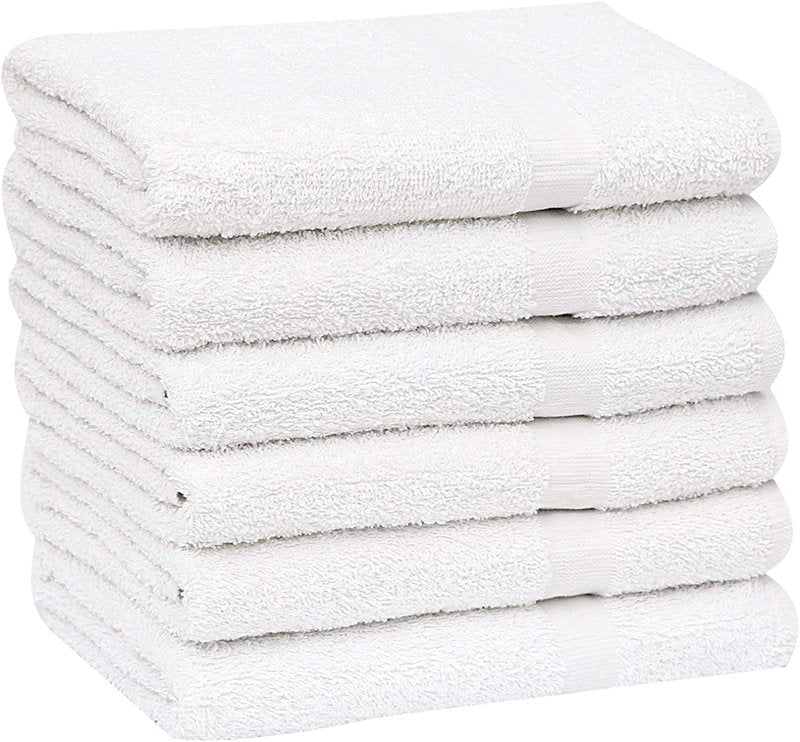 GOLD TEXTILES Bulk Bath Towels White 12 Pack (22x44 Inches) Economy Light Weight Easycare