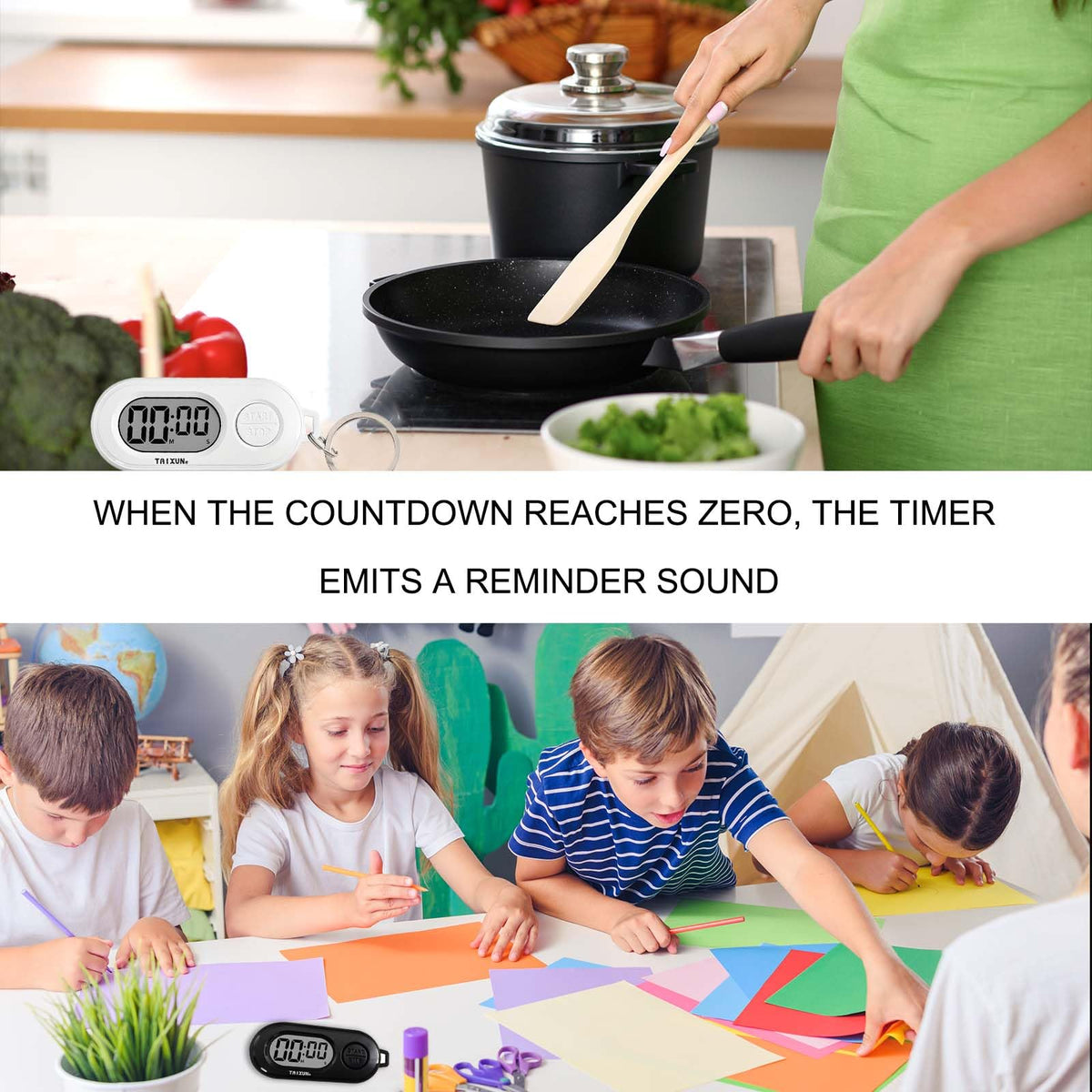 Small Digital Timer Keychain - Portable Countdown & Count-up Timer Clock for Fitness, Baking, Study, and Outdoor