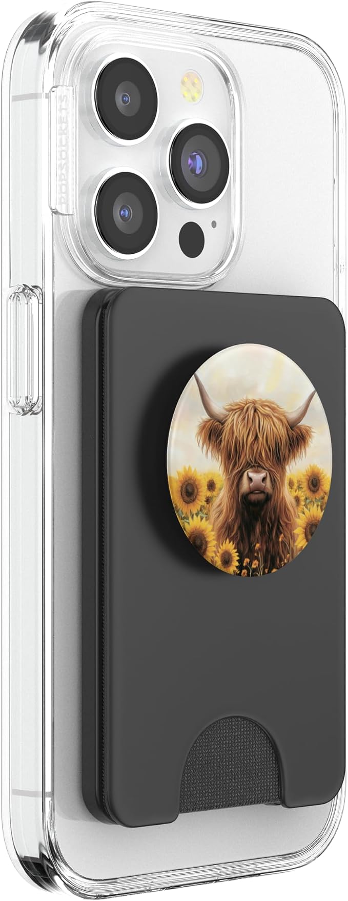 Aesthetic Highland Cow Sunflowers Western Country Farm Cow PopSockets PopWallet for MagSafe