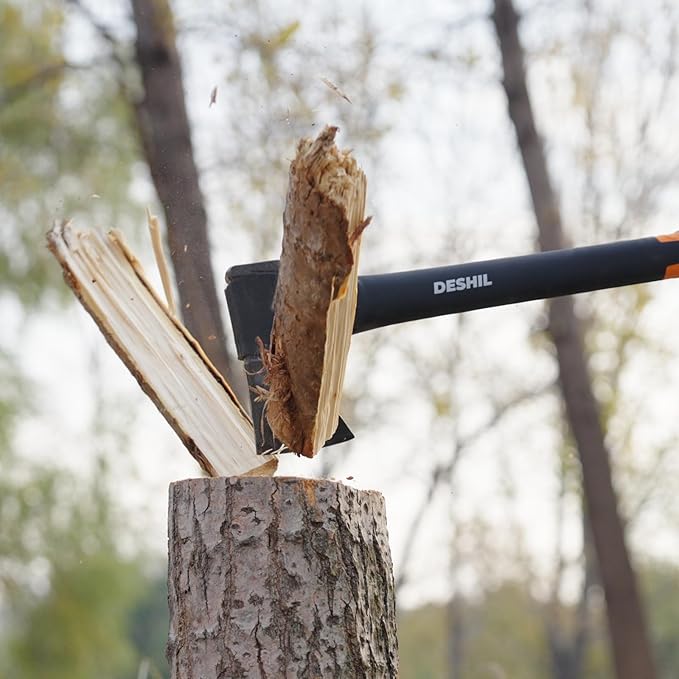X17 Wood Splitting Axe, 24” Camping Outdoor Hatchet for Wood Splitting and Kindling, Forged Carbon Steel Heat Treated Hand Maul Tool, Nylon Hollow Handle Shock Reduction Handle