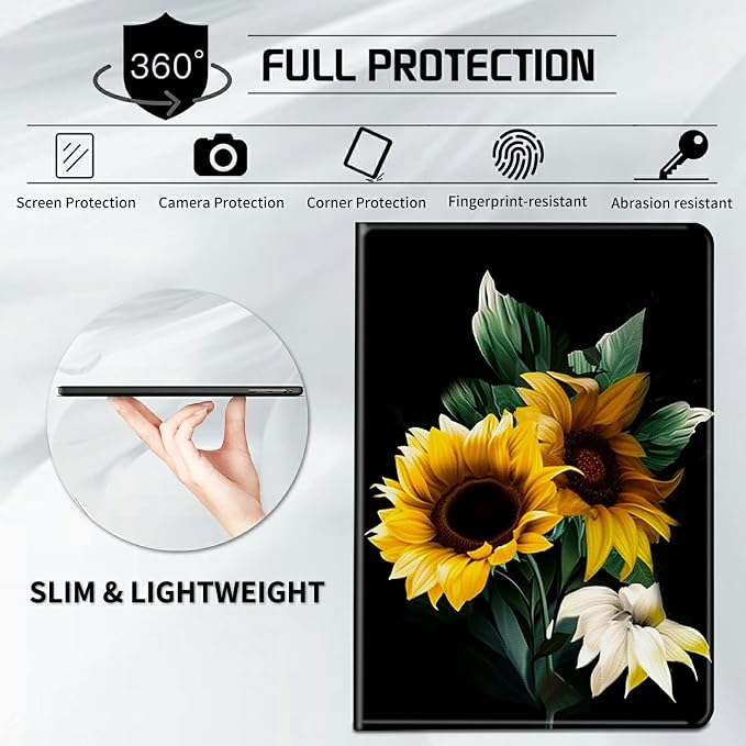 Case for Samsung Galaxy Tab A9 Plus 2023/A11 Plus 2025 11 inch Lightweight Protective PU Leather Smart Stand Cover with Auto Wake Sleep Tablet Case Cover - American Flag &amp Fish