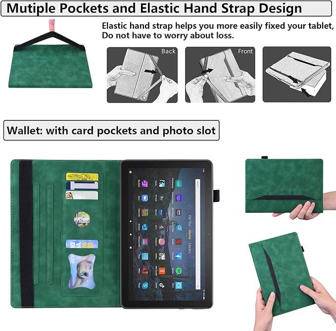 Fire HD 8 Case Slim Folding Stand Auto Wake/Sleep Wallet Case with Cards/Cash Holder for Amazon Fire HD 8(8th/7th/6th Gen 2018/2017/2016 Release)-Black