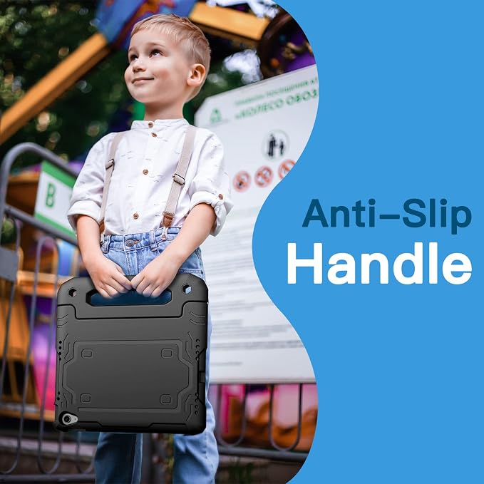JETech Kids Case for iPad (A16) 11th/10th Gen Black | For 2025/2022 Model Built-in Screen Protector 360 Handle Stand Shockproof Kid-Friendly