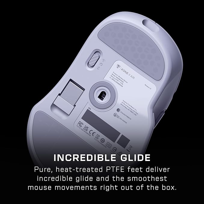Turtle Beach Kone II Air Wireless RGB Gaming Mouse, 350-Hr Rechargeable Battery, 26000 DPI Optical Sensor, 100M Click Optical Switches, 21 Customizable Inputs, Ergonomic, 4D Scroll Wheel– Arctic White