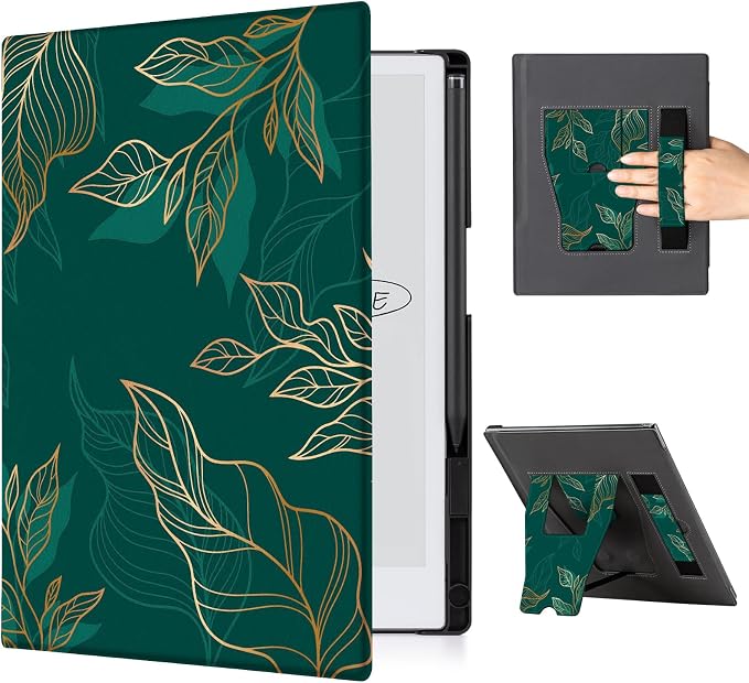 CoBak Stand Case for Remarkable 2 Paper Tablet 2020 10.3 with Hand Strap | Lightweight and Hard Back Shell Protective Book Folio Cover with 2 Kickstand Stand Angles and Pen Holder Features Black