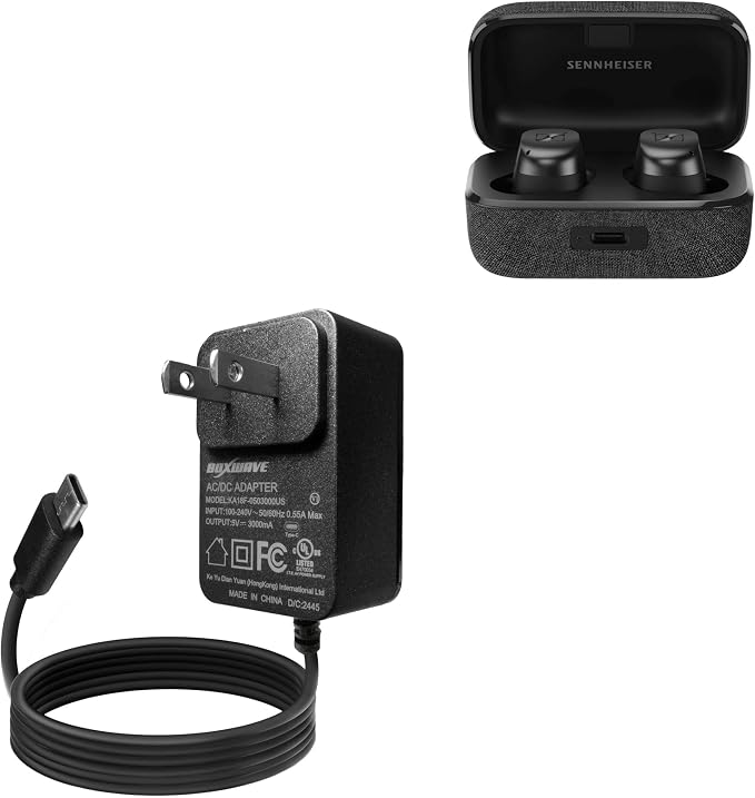 BoxWave Charger Compatible with Sennheiser Momentum True Wireless 3 - Wall Charger Direct (15W) Rapid Charge Your Device with Built-in 3ft Cable