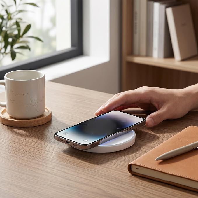 Magnetic Wireless Charging Pad 15W Fast Charging with Overcurrent Overheat Protection and Built in Magnet for iOS 16 17 Phone Wireless Device (Black)