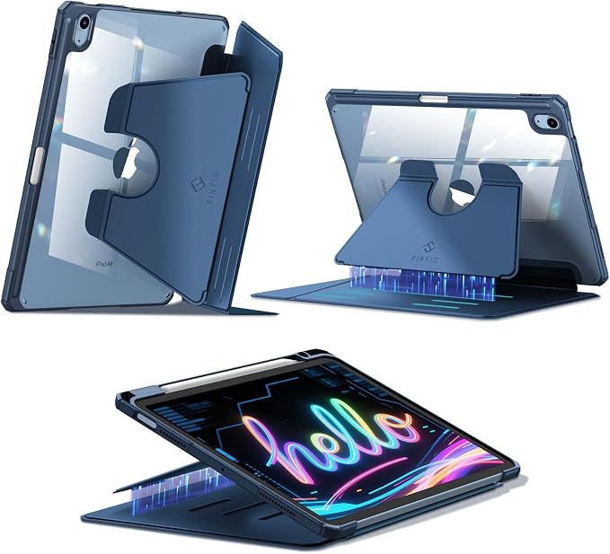 Fintie Case for iPad Air 11-inch &amp iPad Air 5th/4th Generation 10.9-inch | Portrait &amp Landscape Viewing Magnetic Stand Clear Hard PC Back Cover Pencil Holder Auto Wake/Sleep Blue