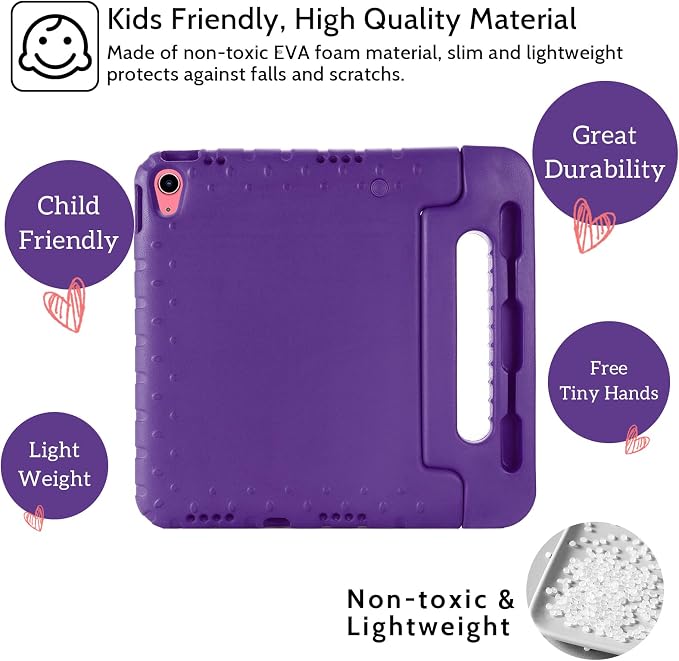 Dteck Kids Case for iPad 10.2 - Shockproof Rugged EVA Handle Stand Child Proof Case for iPad 9/8/7 Generation Black