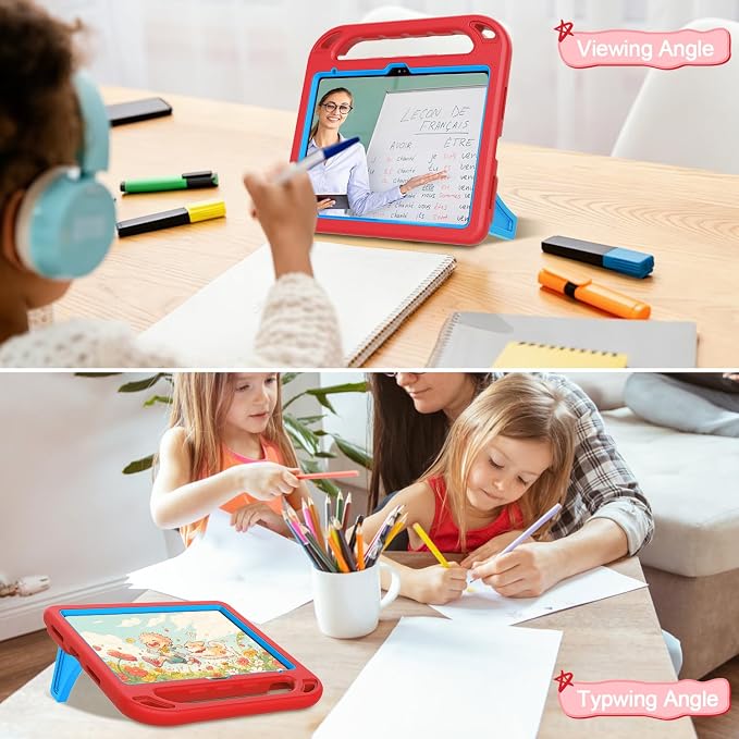 TIRIN Kids Case for iPad A16 11th Generation 2025/iPad 10th Generation 2022 with Built-in Screen Protector Shockproof Handle Stand iPad Case for Kids Black