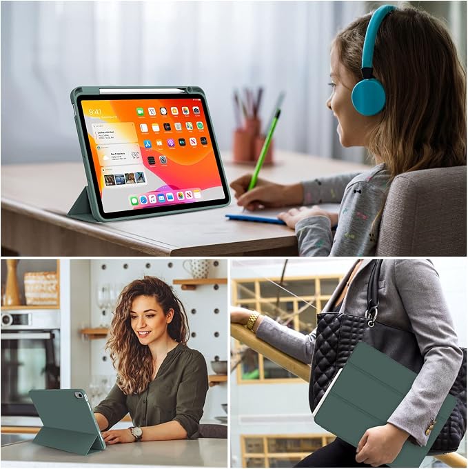kenke Case for iPad Air 11-inch M4/M3/M2 (2026/2025/2024) iPad Air 5th/4th Generation (2022/2020) 10.9-inch Auto Sleep/Wake Slim Trifold Smart Cover with Pencil Holder Soft TPU Back Black