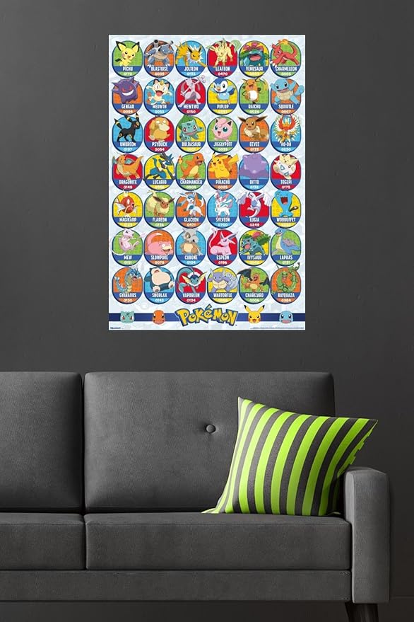 Pokémon: All-Time Favorites - Grid Wall Poster, 34L" x 22.4W", Unframed Version